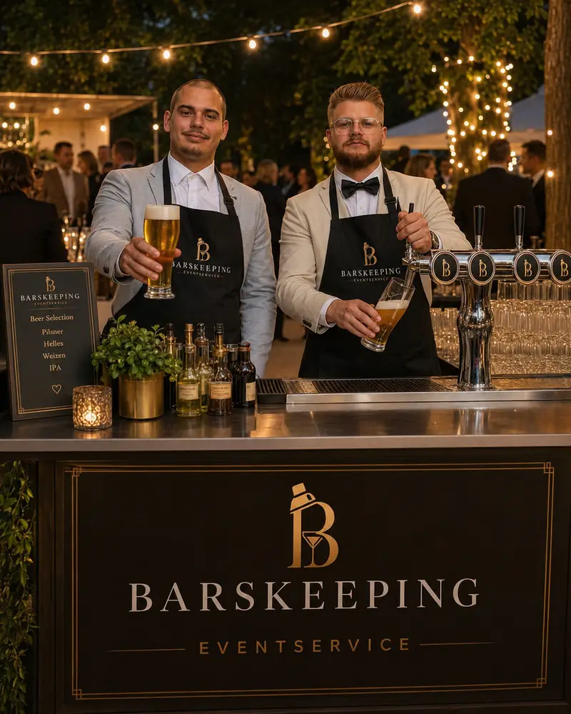 Barskeeping Team am Zapfhahn mit frisch gezapftem Bier